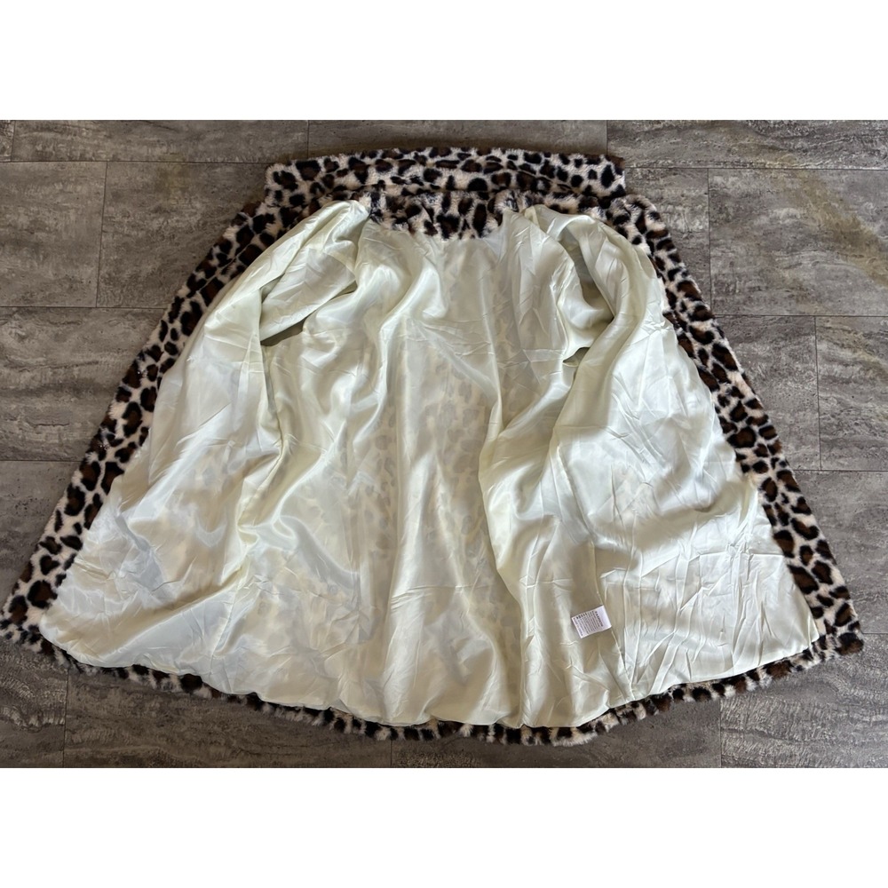 Fashion Cheetah Leopard Print Plush Faux Fur Coat Pockets Womens Sz XL Jacket - Picture 7 of 11